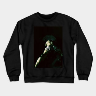 Digital collage and special processing. Bizarre. Men climbing to light from darkness. Masterpiece. White and green. Bright. Crewneck Sweatshirt